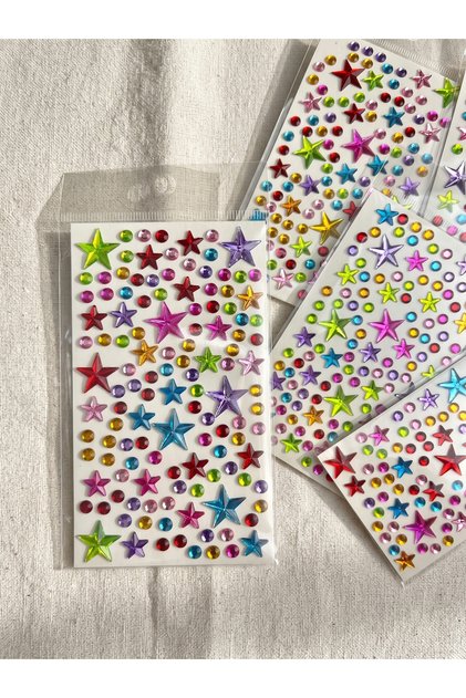Renkli Saç, Yüz, Tırnak Taşı Süsleme Stickerı Trend Taş Sticker