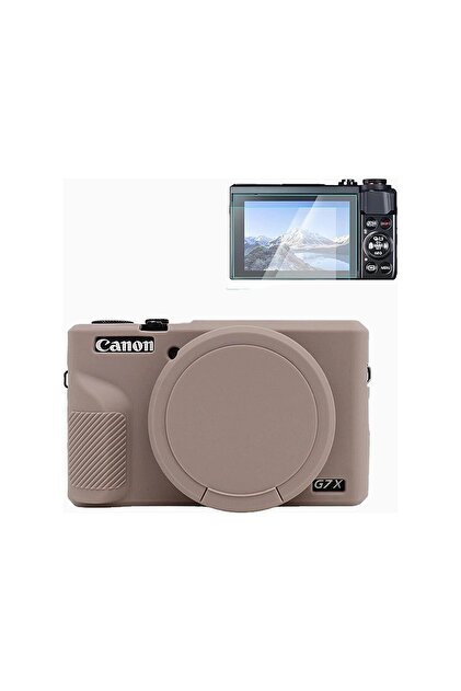 Canon G7 X Mark III Silikon Kamera Kılıfı ve Ekran Koruyucu