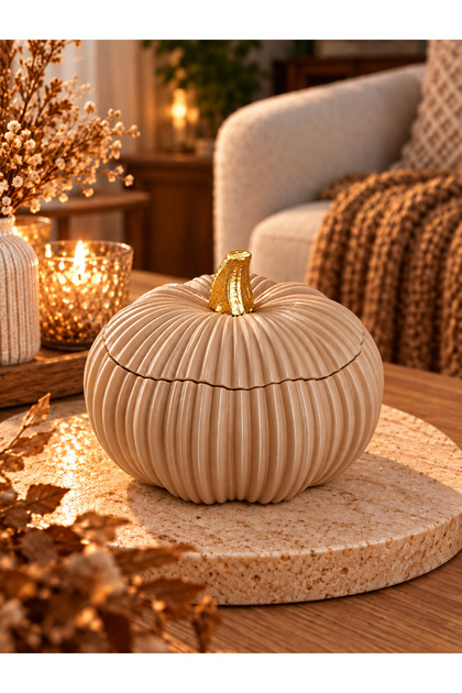 Autumn Pumpkin – Decorative Pumpkin Sugar Bowl & Storage Box with Lid 17cm X 11.5 cm