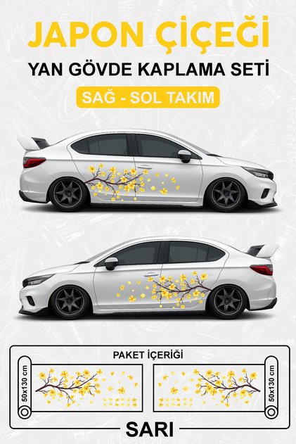 JAPON ÇİÇEĞİ SAKURA - Yan Gövde Sticker Seti Kaplama