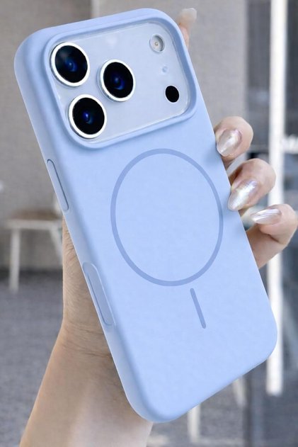 Magsafe Compatible with iPhone 18 Pro Max Silicone Strong Magnetic Ring Car Holder Compatible Silicone Protective Case Baby Blue