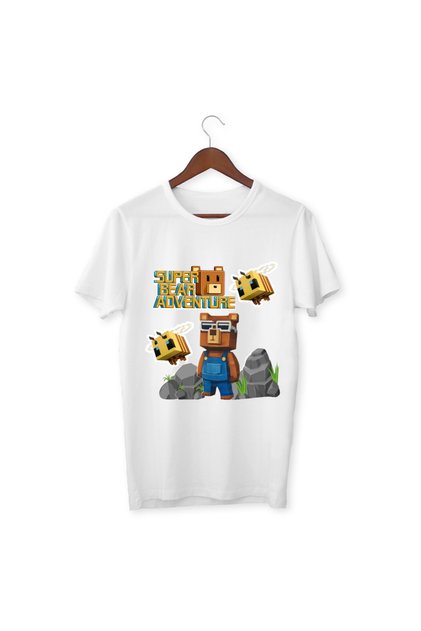 Super Bear Adventure Printed Kids' T-Shirt – Colorful Game-Themed Short Sleeve T-Shirt
