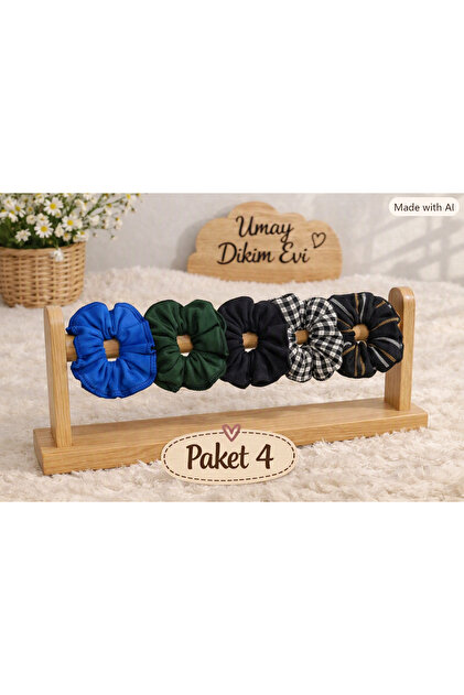 Set of 10 Colorful Scrunchie Hair Clips – Ruffled Fabric Elastic Hair Clips