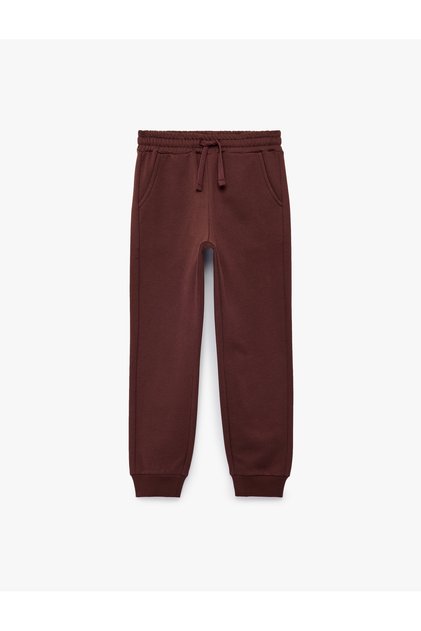 Cotton Ruched Jogger Sweatpants with Tie Waist and Pocket Detail