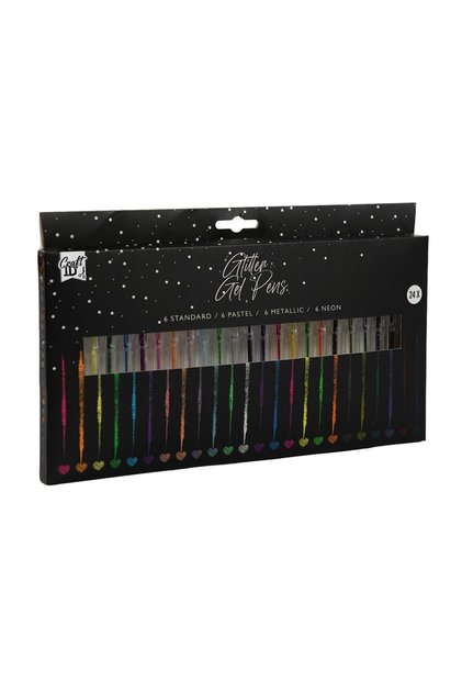 Set de 24 pixuri cu gel cu sclipici
