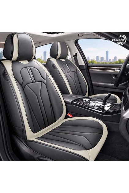 Set de 5 Elindor ® Huse scaune auto, Huse scaune auto din piele, Impermeabile, Universale, Protecție scaune față și spate, Instalare rapidă, Accesorii interior auto, Gri
