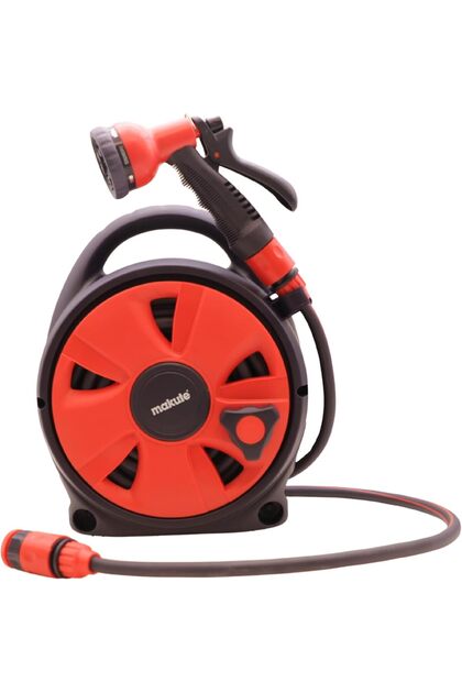 15M Retractable Garden Hose Reel with 8-Pattern Spray Nozzle
