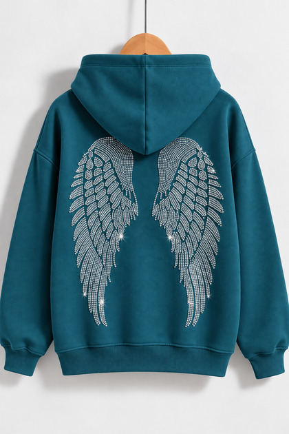 Women's Wing Stone Printed Hooded Oversize Sweatshirt