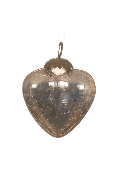 Ornament din sticlă în formă de inimă, roz prăfuit, 7,5 cm