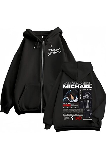 Mj Michael Jackson Printed 3 Thread Zipper Cardigan Embroidered Oversize