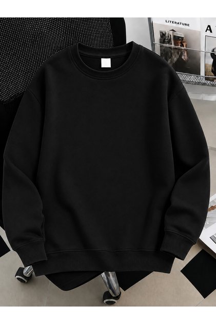 Unisex Women'S/Men's Solid Color Special Design Oversize Cotton Crew Neck Sweatshirt