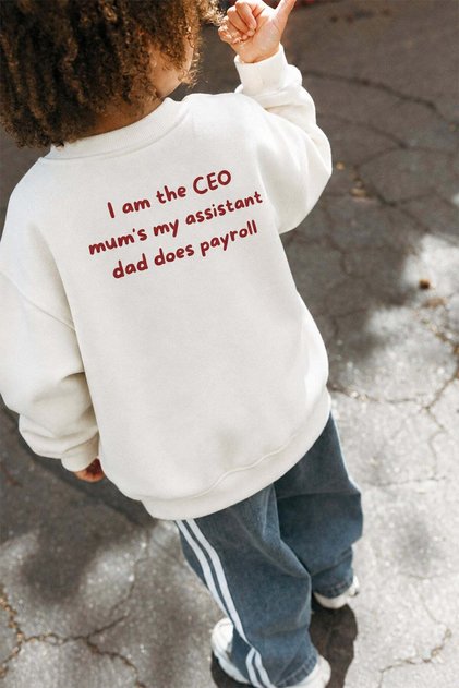 Unisex Kids' Cotton Crew Neck Sweatshirt with Printed Back