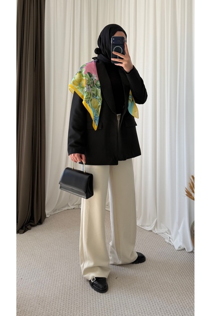 Leopard Lined Blazer Jacket - Black