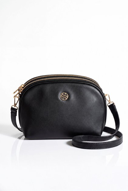 Vx-1298 Women's Faux Leather Double-Compartment Adjustable Crossbody Shoulder Bag Black