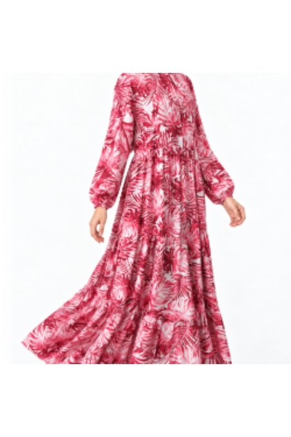 Red Flower Patterned Tunic Dress
