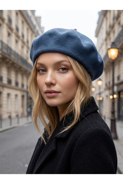 Women's French Painter Wool Felt Beret Blue