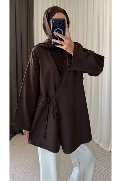 Double-Breasted Tie-Down Jacket - Bitter Brown