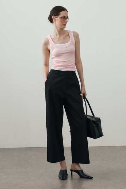 Straight Cut Trousers Black