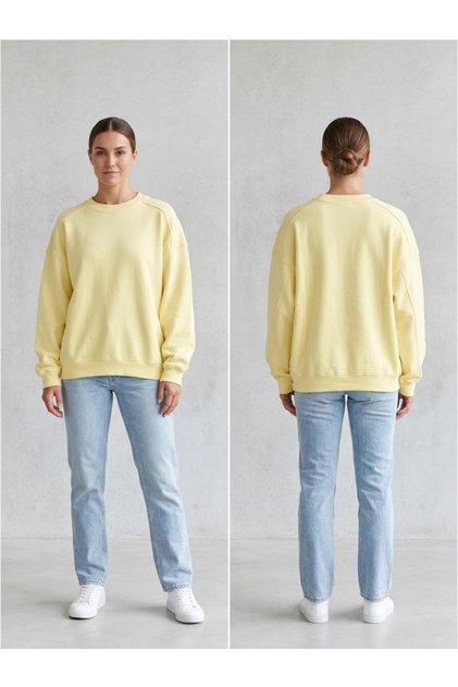 ÜÇ İPLİK ŞARDONLU BİSİKLET YAKA OVERSIZE SWEAT