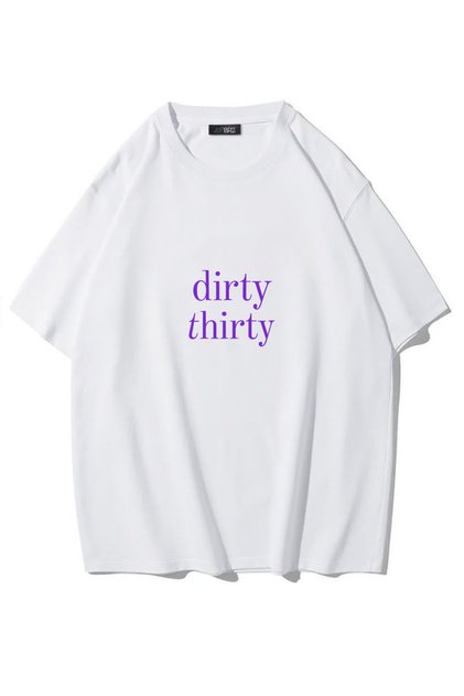 Unisex Oversize Dirty Thirty (Purple) T-Shirt White