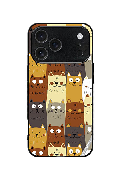 Protective Case Cover For Apple iPhone 18 Pro Different Scandy Cats On Color Design Multicolour