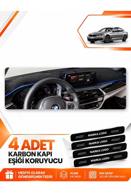 Bmw G30 G31 G38 (2017-2023) Compatible Front Torpedo Protection Case Carpet Cover - Black-Blue - Bm008