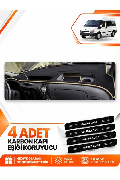 Ford Transit (2001-2006) Compatible Front Cover Torpedo Protection Protective Case Carpet - Black-Beige - Fo028