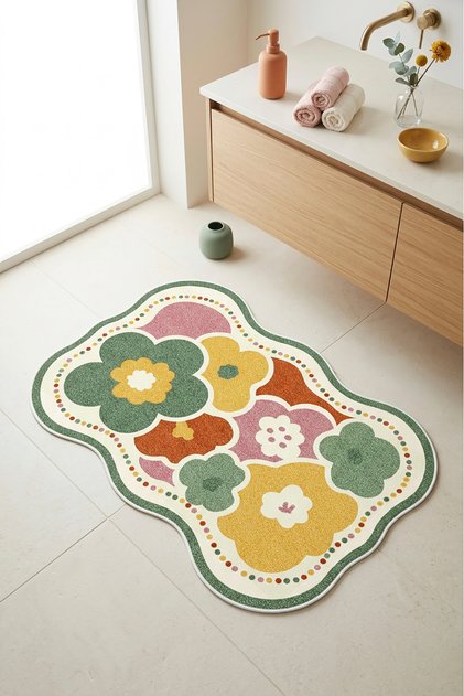 Digital Non-Slip Washable Colorful Modern Bath Mat Bathroom Rug Si