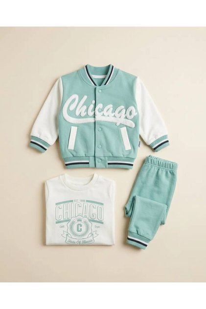 3-Piece Embroidered Unisex Baby Set Printed Long-Sleeved Bodysuit 6 Months 9 Months 12 Months 18 Months Newborn Baby Set Jacket+Pants+Long-Sleeved Bodysuit