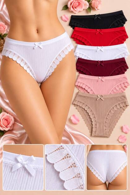 Ribana Beli lastikli pacası danteli pamuklu bir ürün (YENİ ÜRÜN :6LI SET