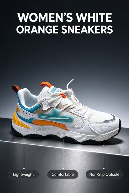 Women Casual Sports Sneakers Breathable Mesh Upper Lace Up Thick Cushion Sole Anti Slip Outdoor Walking Running Shoes Fashion Footwear
