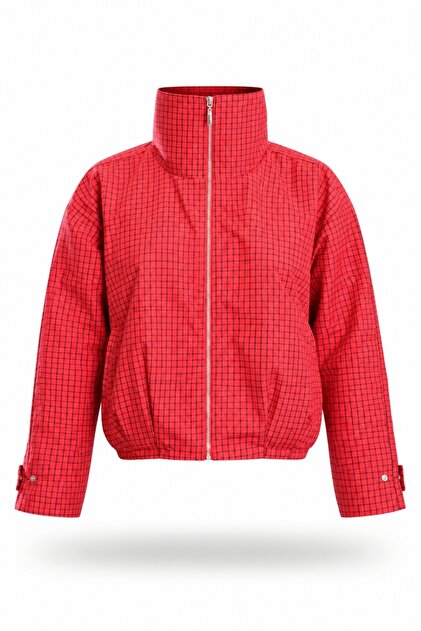 Red Checkered Bomber Jacket 5172
