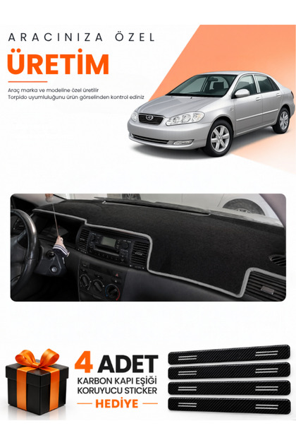 Toyota Corolla E130 (2000-2006) Compatible Dashboard Protection Cover Auto Cover - Black-Grey - To014