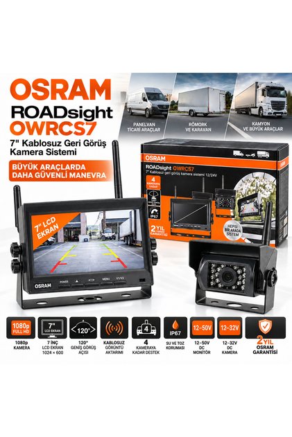 OWRCS7 Kablosuz Geri Görüş Kamera Sistemi 7'' LCD 1080p IP67 Ticari Araç Kamyon Karavan