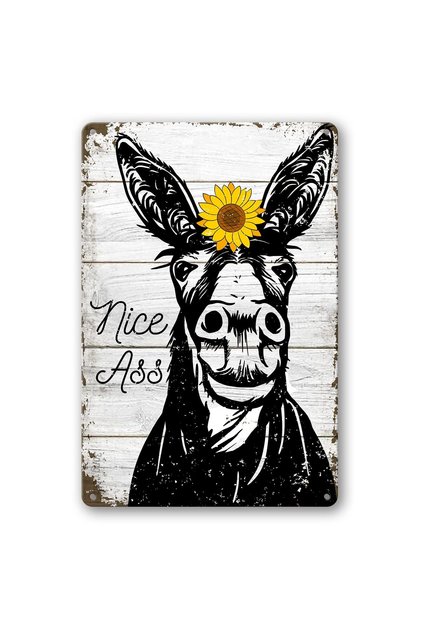 DOSEK Sunflower Bathroom Decor Tin Sign Funny Metal Signs Donkey Wall Art Flush The Toilet Signs For Bathroom Metal Restroom Sunflowers Gifts Farmhouse Decor Signs For Home Decor Washroom Signs