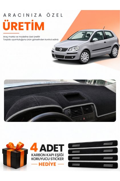 Volkswagen Polo Poled (2001-2009) Compatible Dashboard Protection Cover Auto Cover - Black-Grey - Vw019