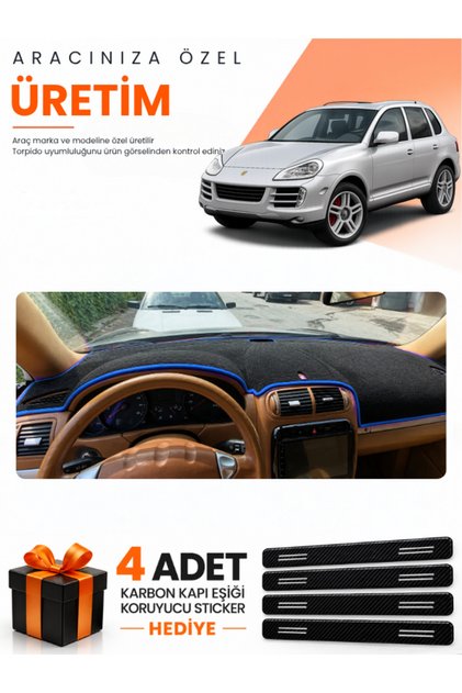 Porsche Cayenne (2002-2010) Compatible Dashboard Protection Cover Auto Cover - Black-Blue - Po001