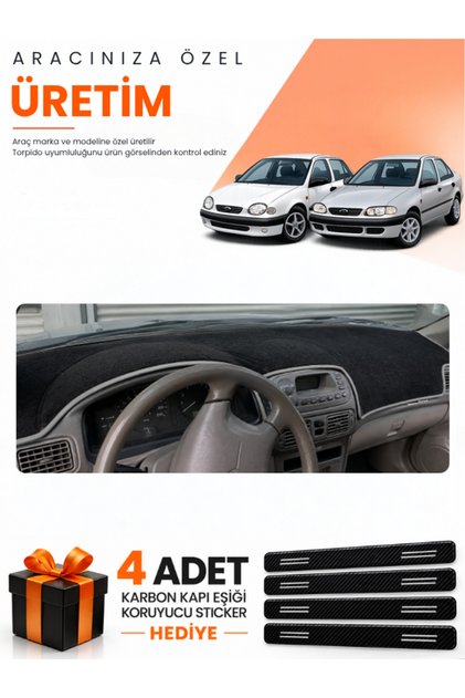 Toyota Corolla Terra E110 (1997-2002) Compatible Dashboard Protection Cover Auto Cover - Black-Grey - To013