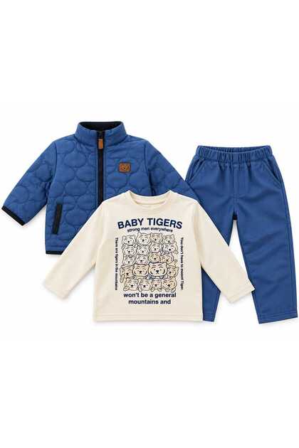 Compleu băieți 3 piese Baby Tigers – geacă matlasată, bluză și pantaloni