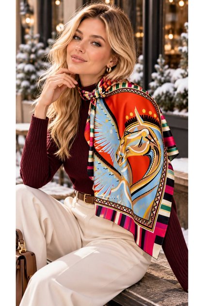 Flr27-56 Multicolored Patterned Women's Scarf 70X70 cm