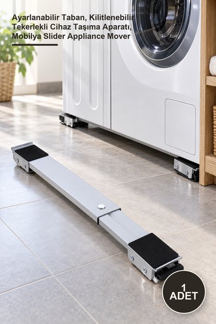 1 Adet Eşya Kaydırma Aleti – Ayarlanabilir Taban, Kilitlenebilir Tekerlekli Cihaz Taşıma Aparatı, Mobilya Slider Appliance Mover