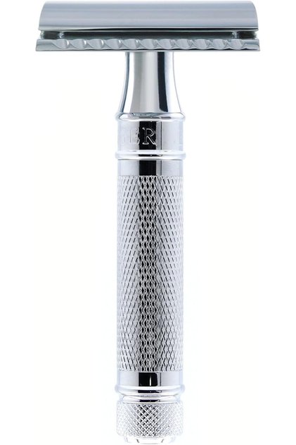 Double Edge Safety Razor, Knurled, Short Handle, 5 blades