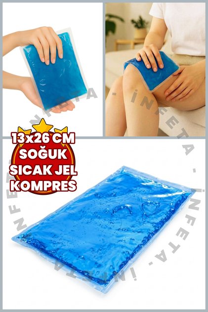 1 Adet Soğuk Sıcak Jel Kompres 13x26cm Termojel Jel Buz Torbası Soğutucu Isıtıcı Termojel
