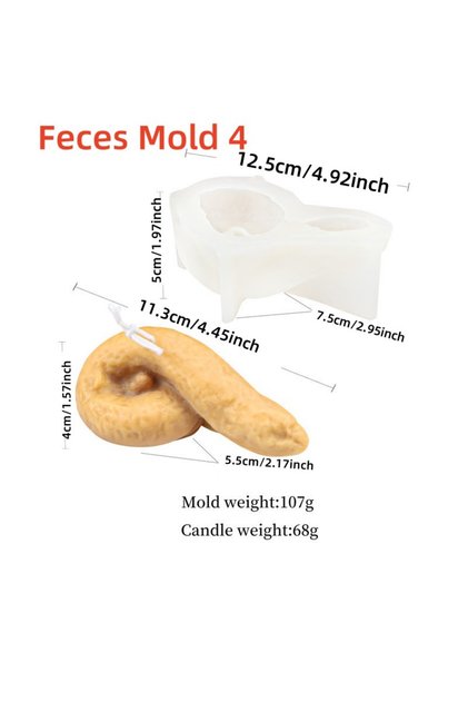 Feces Mold 4 3D Feces Silicone Mold DIY Poop Shaped Plaster Resin Funny Craft Mould Stool Aroma Cand