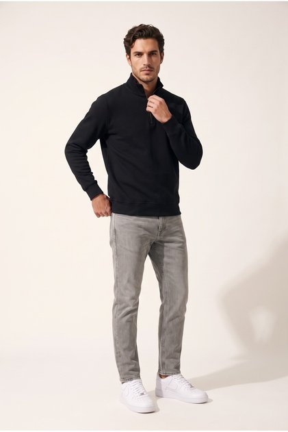 Men's Black 6217 Stand Collar Thessaloniki Sweatshirt