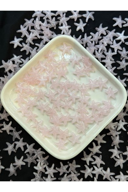 50 Adet Deniz Yıldızı Boncuk Pembe – Akrilik Plastik Doğal Taş Görünümlü Takı Boncuğu