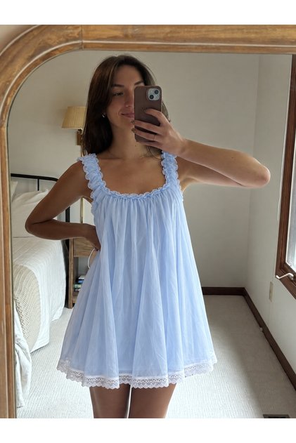 MAVİ ŞİFON ROMANTİK ELBİSE