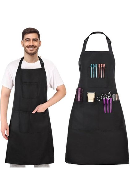 2 bucăți Șorț unisex pentru coafură, frizerie, lucru, grădină, uz casnic, reglabil, pentru tuns, cu buzunare
