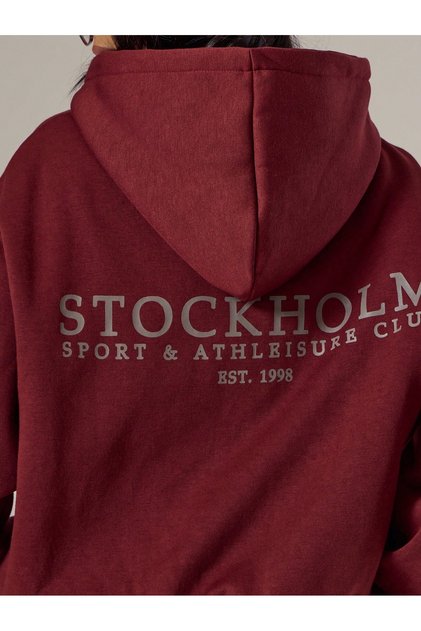 Unisex Men's and Women's Stockholm Design Printed Oversize 3 Thread Hooded Sweatshirt