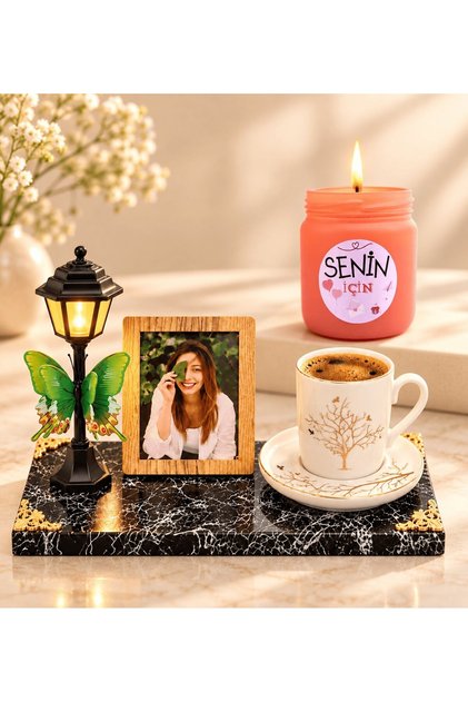 Special for You: Tree of Life with Street Lamp and Photo Porcelain Coffee Cup and Scented Candle